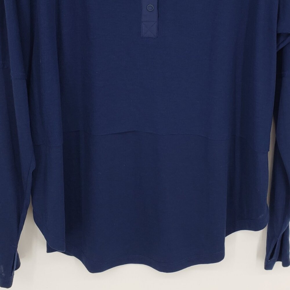 FP Movement by Free People Twice as Nice Henley Top L Long Sleeves Navy Blue - Picture 7 of 12